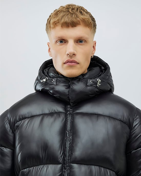 River Island Mens Puffer Coat Black Oversized Fit - Image 2