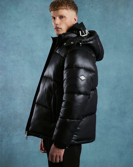 River Island Mens Puffer Coat Black Oversized Fit - Image 4