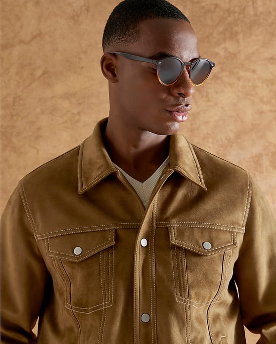River Island Mens Western Jacket Brown Regular Fit Faux Suede - Image 4