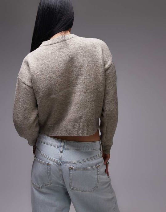 Topshop stickad ultimata mikrokardigan i havre - Image 4
