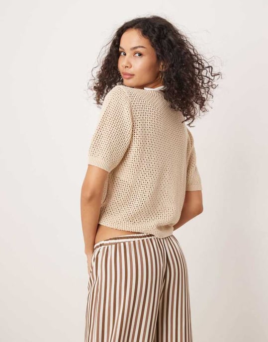 JDY knyt-fram virkade koftan i beige - Image 3