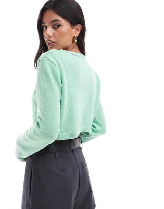 ASOS DESIGN kort kardi med guldknappar i grönt - Image 2