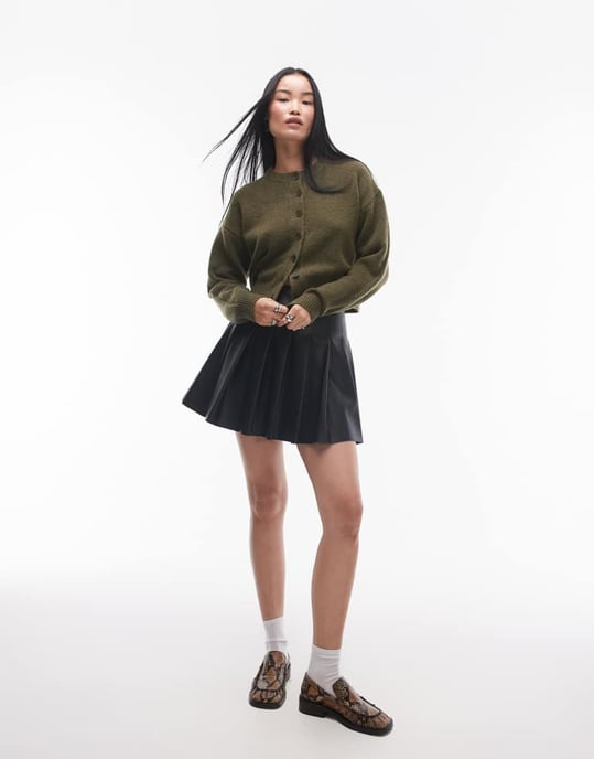 Topshop stickad ultimate mikrotröja i khaki - Image 3