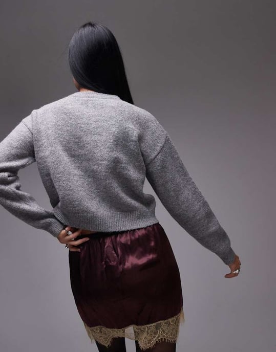 Topshop stickad ultimat mikrokardigan i grått - Image 3