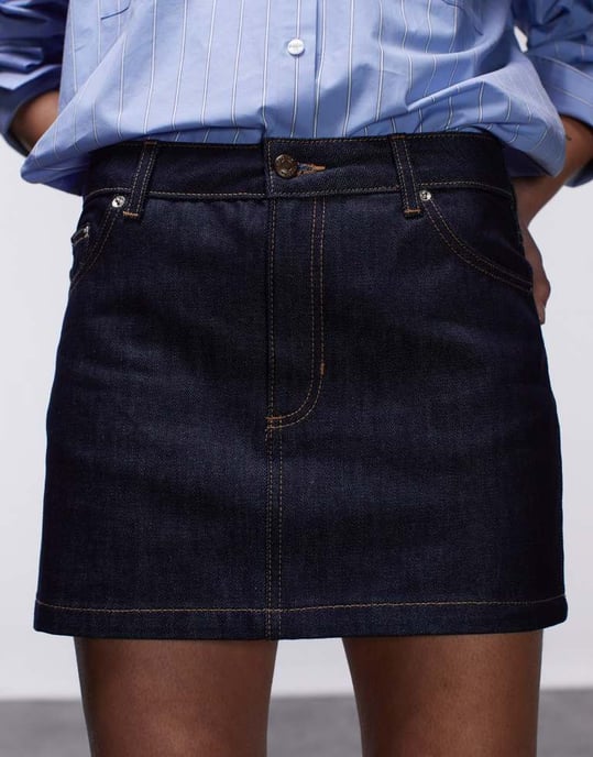 Topshop denim mini kjol med pelmet i indigoblå - Image 2