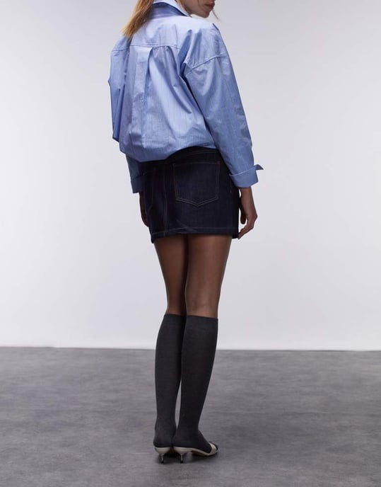 Topshop denim mini kjol med pelmet i indigoblå - Image 4