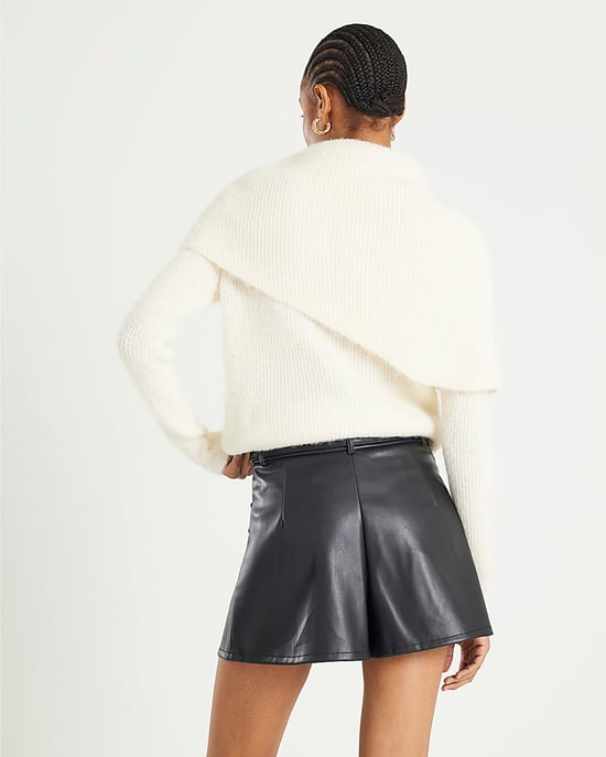 River Island Womens Pleated Shorts Black Belted Faux Leather - Image 3