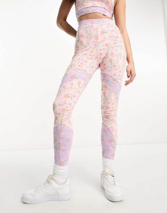 Miss Selfridge blandade panel leggings-set i småblommigt mönster - Image 4
