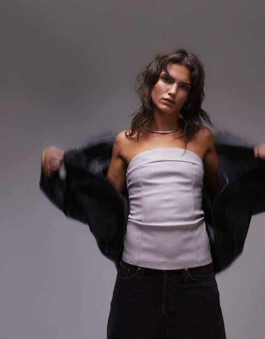 Topshop fuskläder bandeau i duvgrå - Image 1