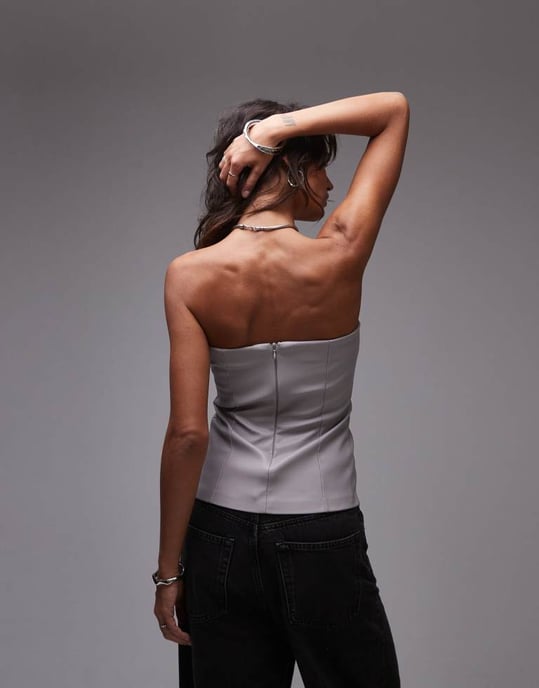 Topshop fuskläder bandeau i duvgrå - Image 3
