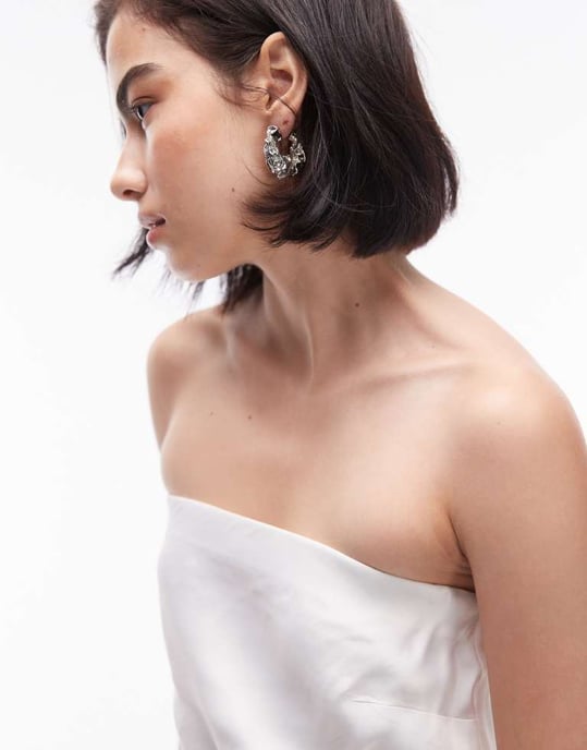 Topshop satäng lång bandeau i elfenben - Image 2