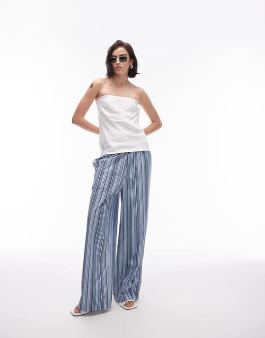Topshop satäng lång bandeau i elfenben - Image 3