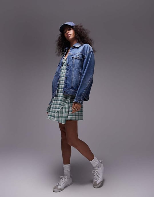 Topshop denim oversized jacka i mid blue - Image 3