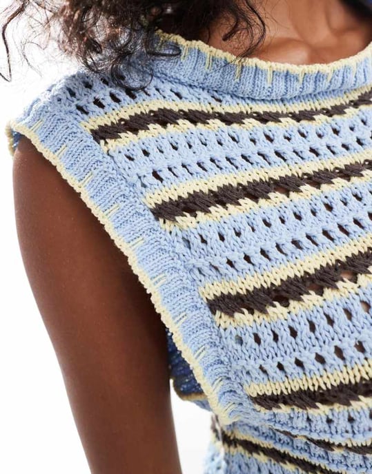 ASOS DESIGN stickad randig tanktop i citron - Image 3