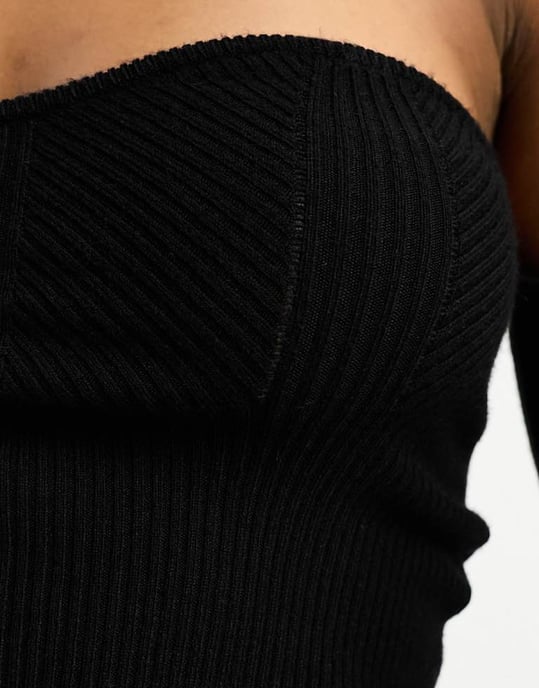 Miss Selfridge avtagbara ärmar bandeau topp i svart - Image 4