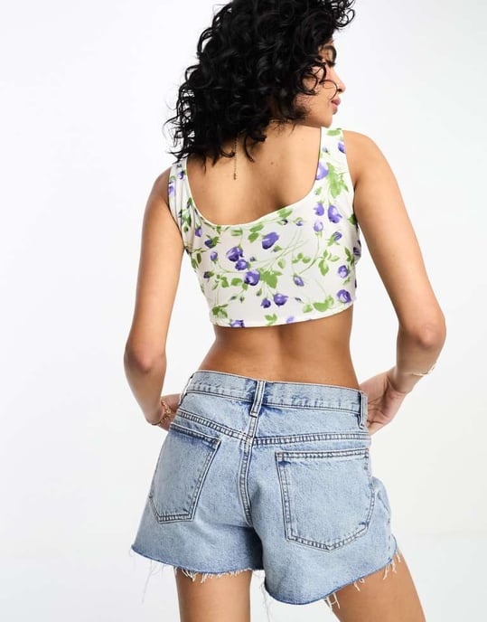 Vila rynkad bodice-top med blå blommor - Image 4