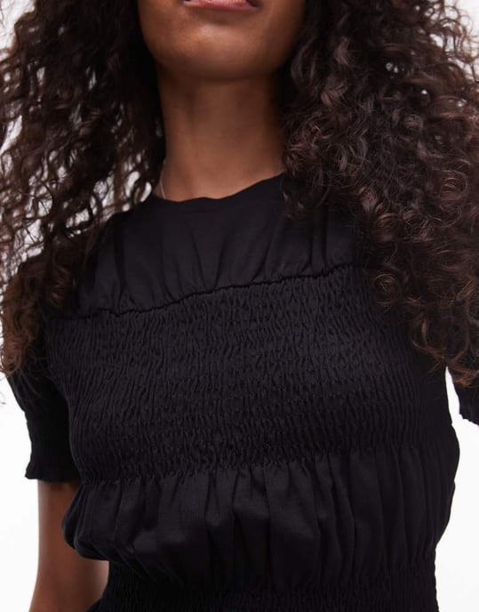 Topshop skjorta med rynkade paneler i svart - Image 4