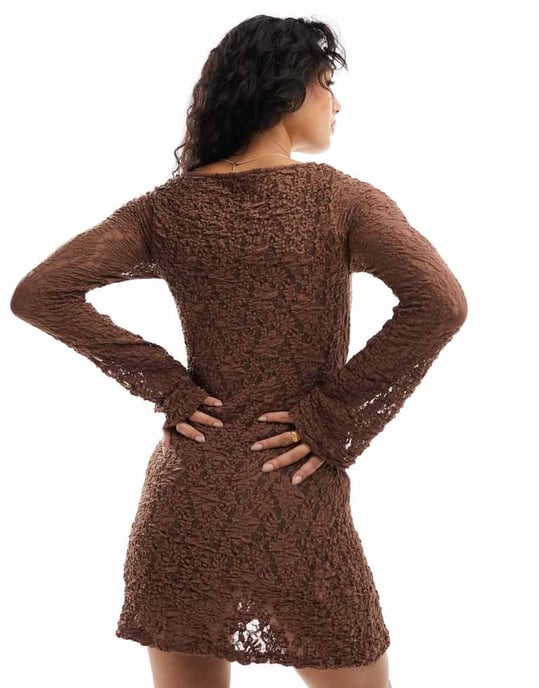 ASOS DESIGN snedhals klänning i miniklänning i brunt - Image 3
