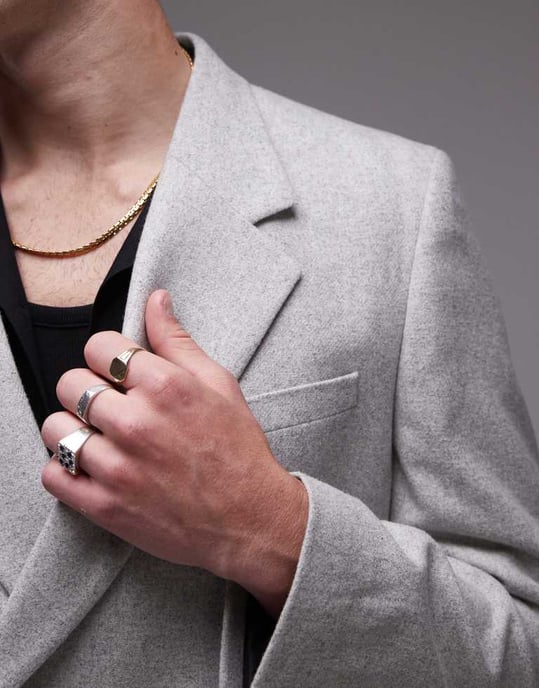 Topman premium ullmix oversized dubbelknäppt kostymjacka i ljusgrå - Image 3