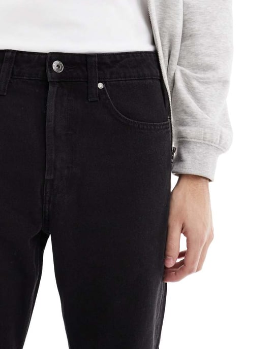 ONLY & SONS raka jeans i tvättad svart - Image 3