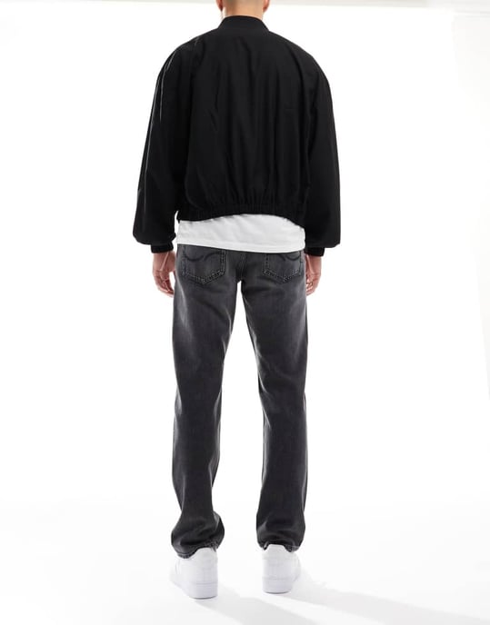 Jack & Jones Chris raka jeans i tvättad svart - Image 2