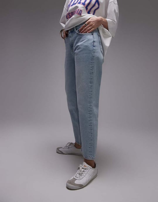 Topshop mid rise rak beskuren jeans i sommarblek - Image 2