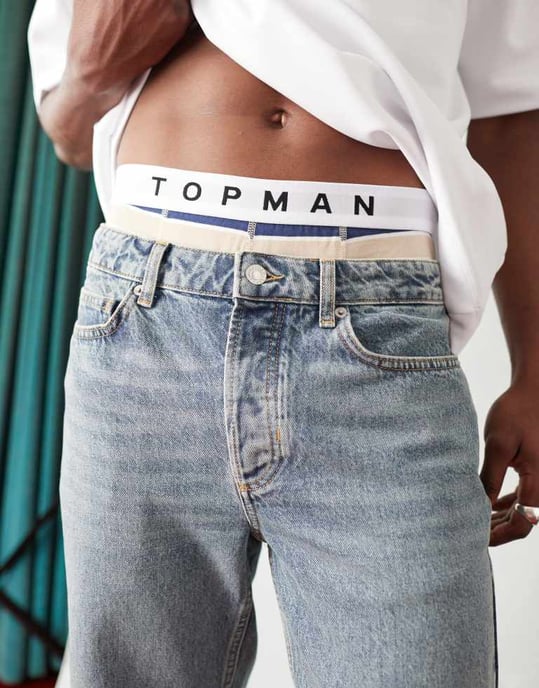 Topman raka jeans i tvättad blekt blå - Image 3