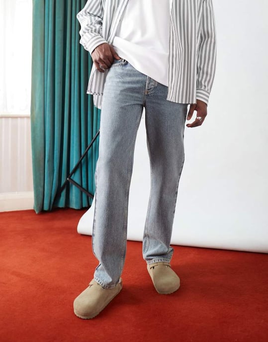 Topman raka jeans i tvättad blekt blå - Image 4