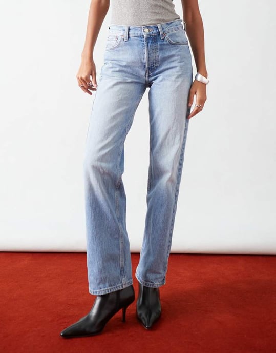 Topshop Runway medelhög rak jeans i blekt utförande - Image 4