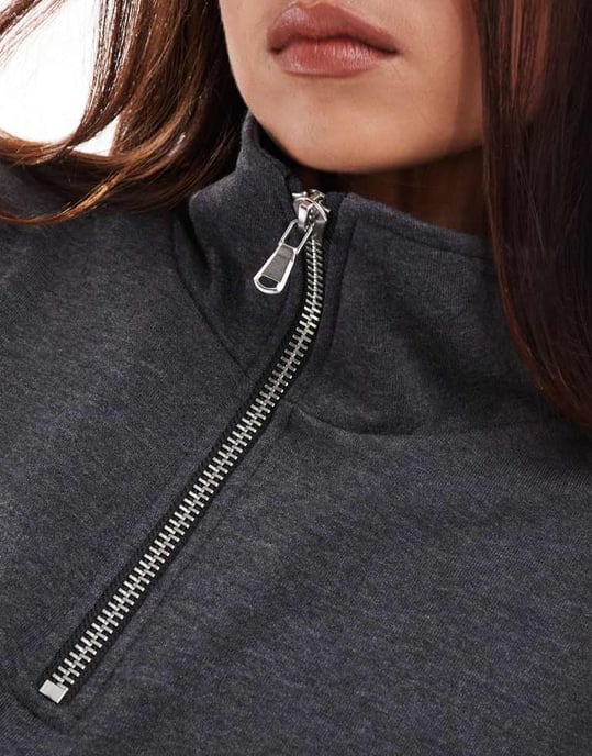 Pieces halv zip sweatshirt mini klänning i mörkgrå - Image 4