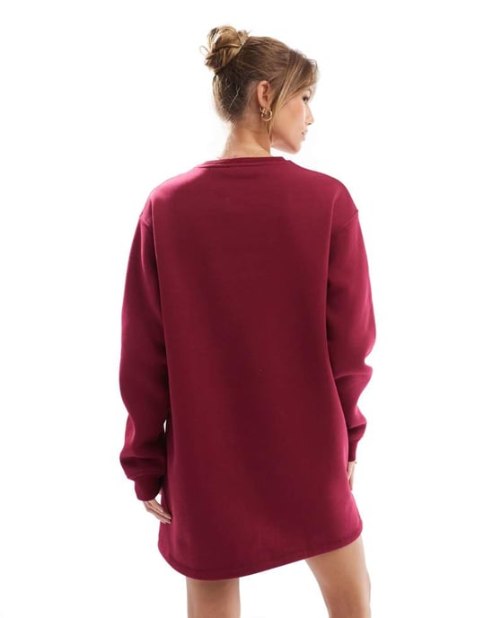 ASOS DESIGN oversized mini sweatshirtklänning i vinröd - Image 3