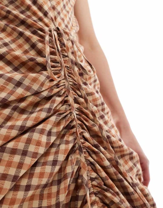ASOS DESIGN ärmlös maxiklänning med dragsnöre i rutigt - Image 4