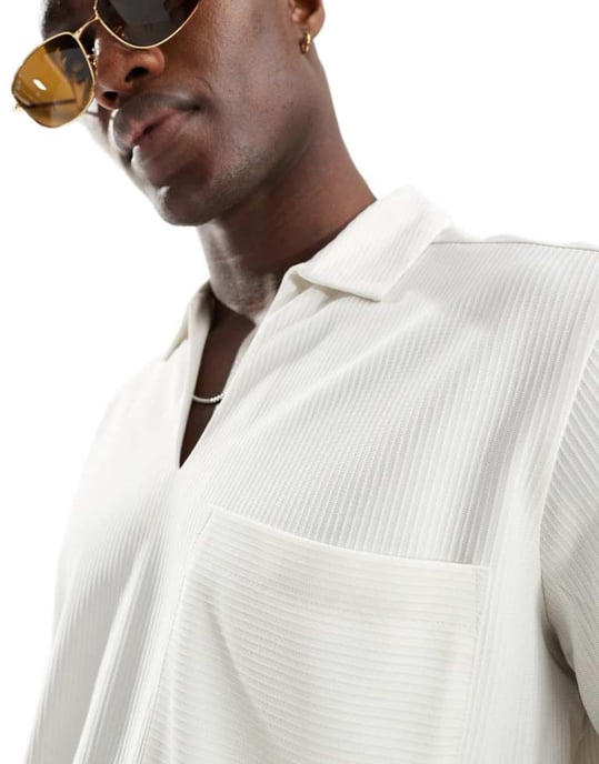 ONLY & SONS plisserad krage polo-set sand - Image 3