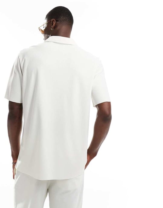 ONLY & SONS plisserad krage polo-set sand - Image 4