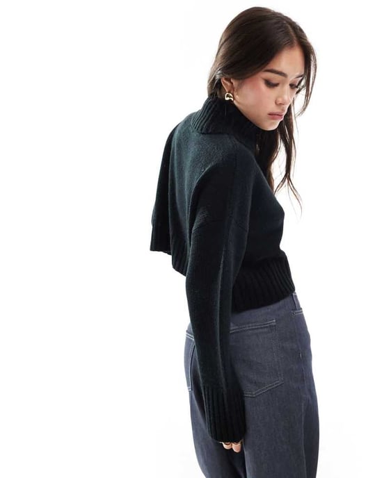 ASOS DESIGN kortärmad rullkrage tröja i svart - Image 3