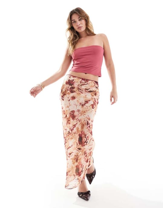 Miss Selfridge chiffonskjol med dubbellager i djurmönster - Image 4