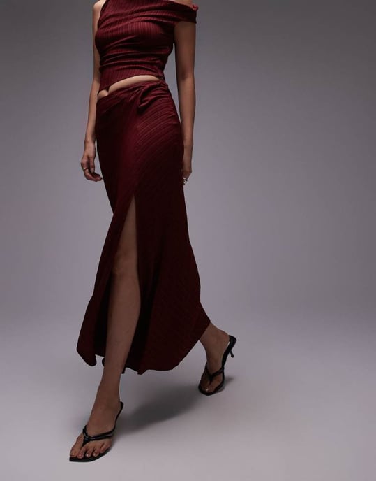 Topshop koord twist maxikjol i bordeaux - Image 4