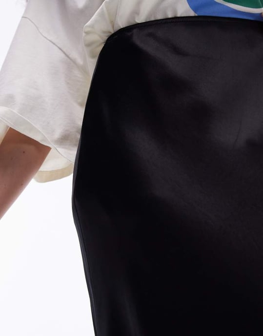 Topshop sating lång maxi kjol i svart - Image 4