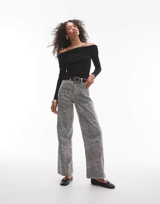 Topshop premium ribbad långärmad bardot i svart - Image 3