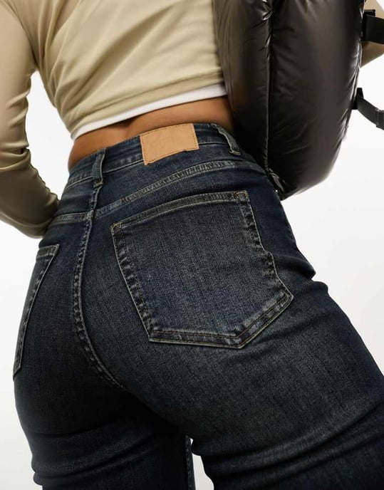 Weekday Twig rak ben stretchjeans i svampblå tvätt - Image 2