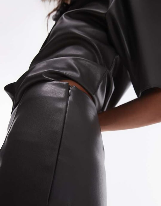 Topshop gråa fusk läder koord mini kjol - Image 3