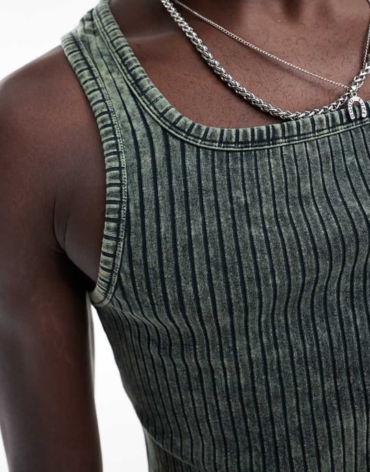 ASOS DESIGN ribbad muskelpassform väst med fyrkantig halsringning i brun tyg - Image 4