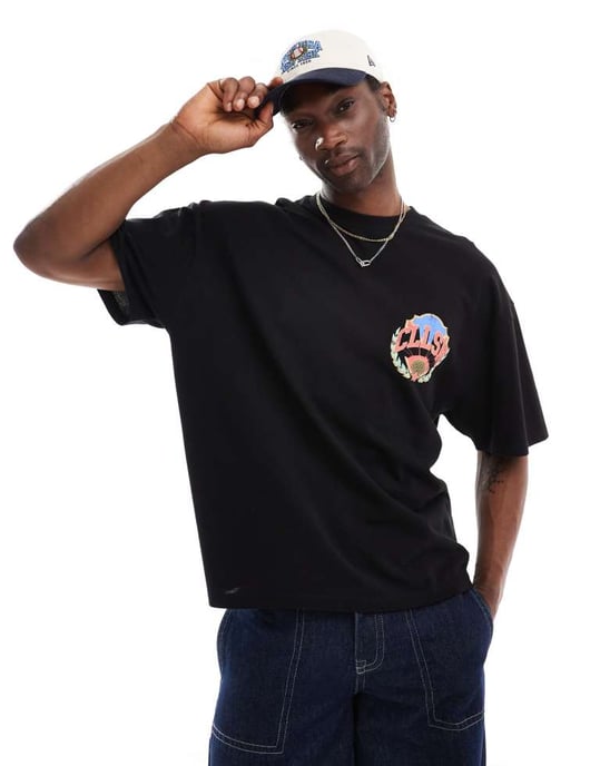 COLLUSION oversized grafisk logotyptryck t-shirt i svart - Image 2