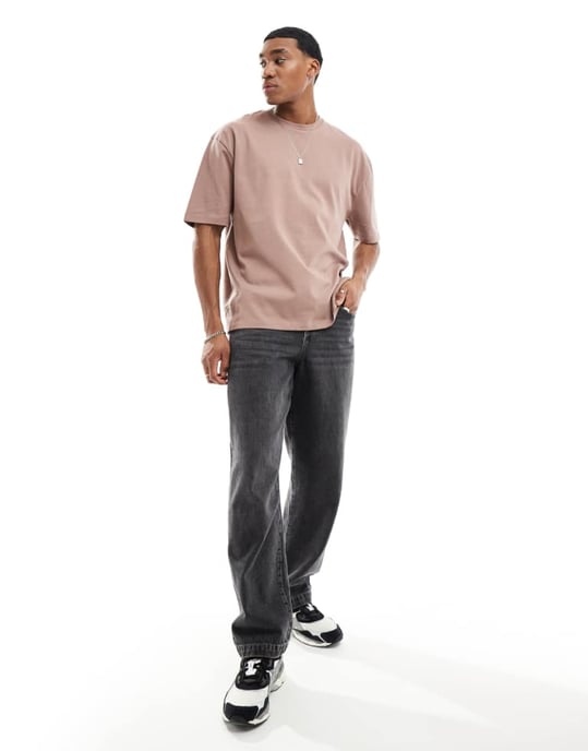 ASOS DESIGN tung oversized t-shirt i brunt - Image 4