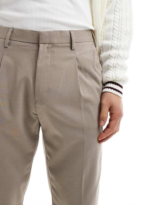 ASOS DESIGN tapered smartbyxor med joggermanschett i sten - Image 2