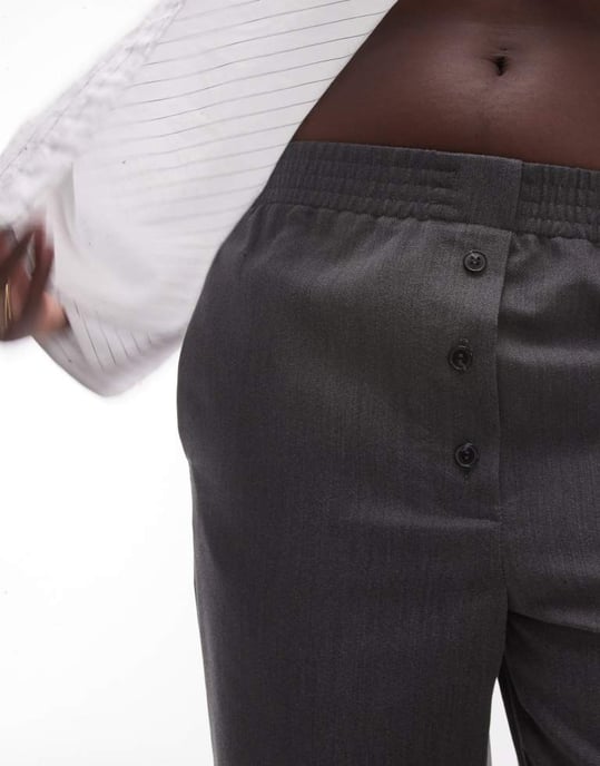 Topshop Tall grundläggande knäppning jogger i kolgrå - Image 3