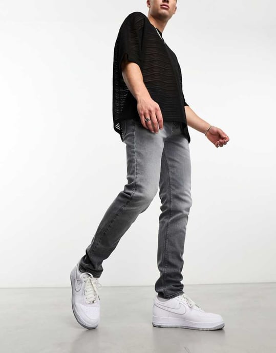 ASOS DESIGN skinny jeans i tvättad svart - Image 4