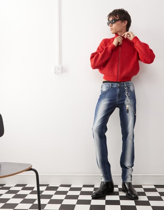 Cheap Monday Sleeze super stretch skinny jeans i blå spray - Image 1