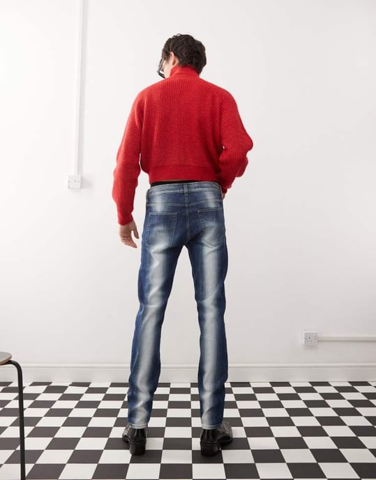 Cheap Monday Sleeze super stretch skinny jeans i blå spray - Image 3