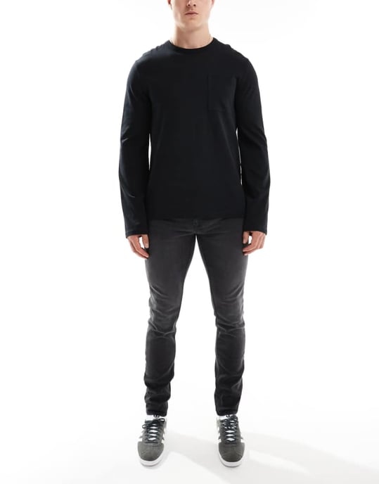 ONLY & SONS skinny fit jeans i tvättad svart - Image 1